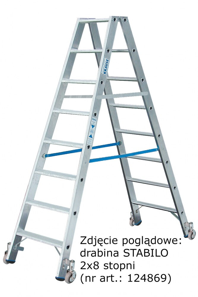 KRAUSE STABILO Drabina dwustronna z rolkami 2x8 stopni